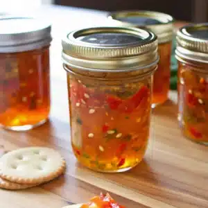 Jam with Jalapeno – The Ultimate Sweet & Spicy Spread Guide 9 Jam with jalapeno in mason jars with crackers on wooden board