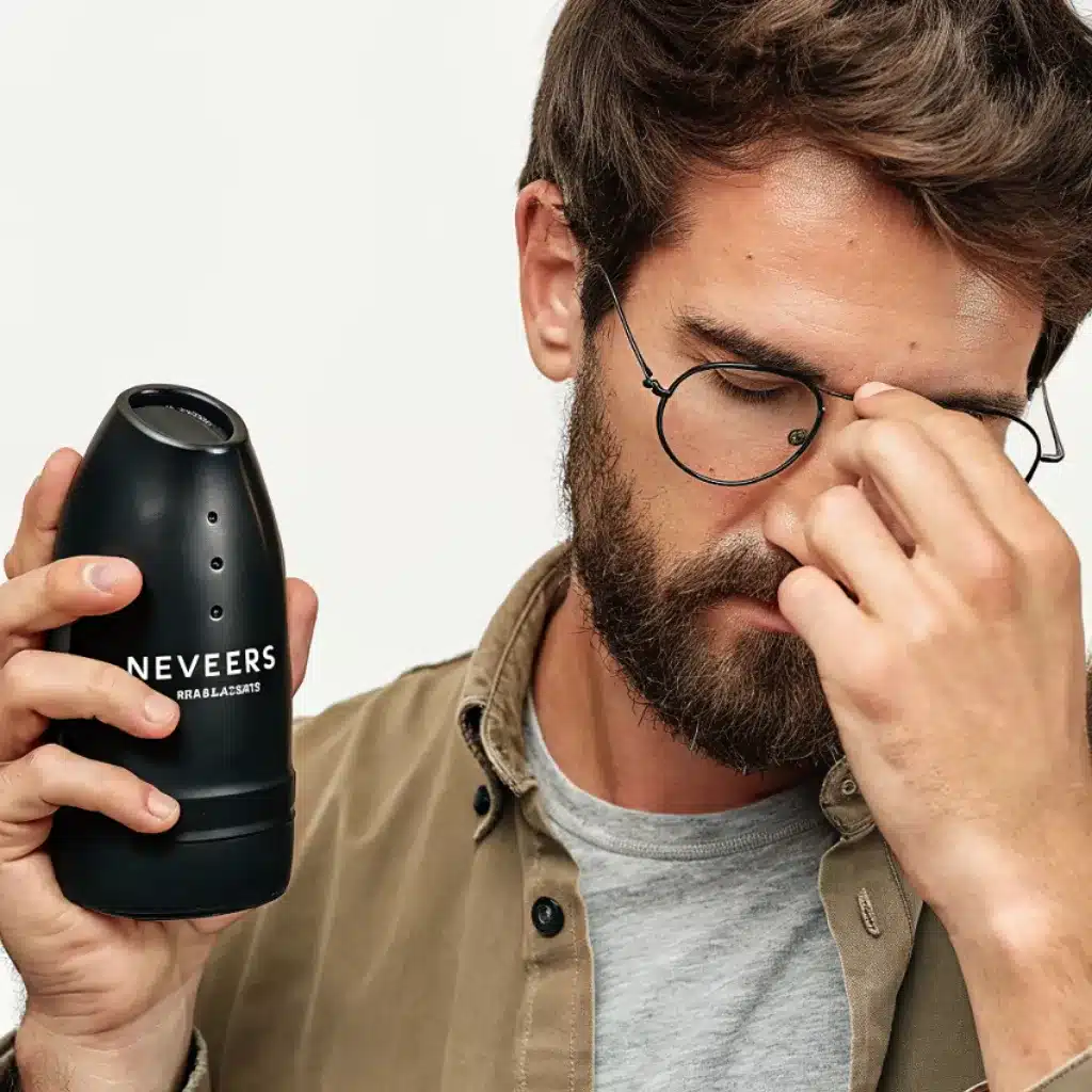 man holding himalayan salt Man holding a Himalayan salt inhaler while feeling asthma discomfort