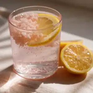 Pink Salt Mounjaro – Natural Weight Loss or Just Hype? 3 Refreshing drink with lemon slices and pink salt mounjaro crystals in sparkling water