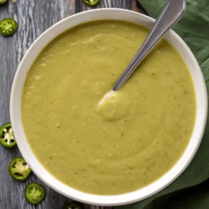Jalapeno Sauce: The Ultimate Guide to Spice, Flavor & Homemade Perfection 4 Close-up of a green creamy dressing with spoon